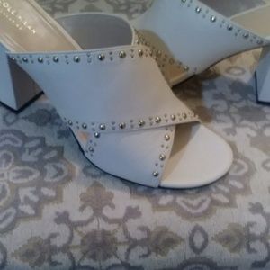 Cole Haan White Leather Studded Sandals